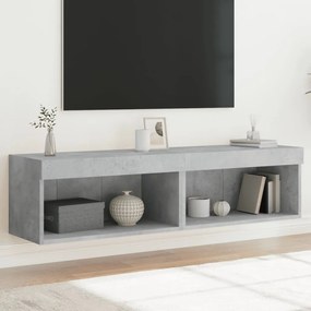 837134 vidaXL ТВ шкафове с LED осветление 2 бр бетонно сиви 60x30x30 см