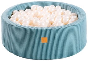 Тюркоазен велурен басейн с топки ø 90x30 cm Montessori – Meowbaby