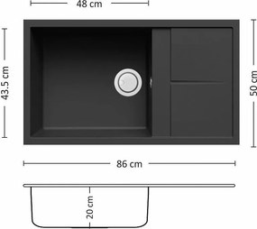 Leks UNICO PLUS BB 86.1 SI Композитна мивка за вграждане