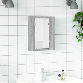 822834 vidaXL LED шкаф за баня огледало сив сонома 40x12x45см инженерно дърво