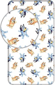 Бял еластичен единичен памучен детски чаршаф 90x200 cm Bluey – Jerry Fabrics