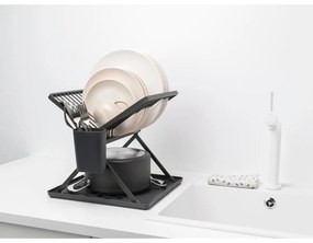 Тъмносива метална двуетажна тавичка за оттичане 37x33 cm – Brabantia