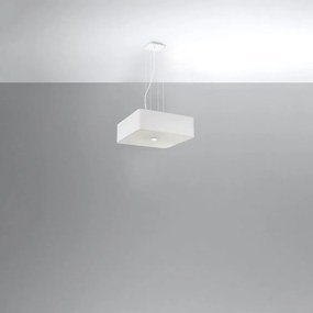 Бяло висящо осветително тяло със стъклен абажур/с текстилен абажур Kortez – Nice Lamps