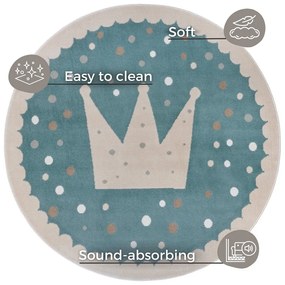 Син детски килим ø 100 cm Crown - Hanse Home