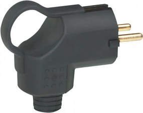 Legrand Щепсел черен Шуко/Фр.стандарт 2P+Т 16A 90° изход на кабел 3х2,5мм2 IP44 250V гумиран /10бр./  - 050252