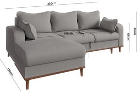 Светлосив ъглов диван от рипсено кадифе (ляв ъгъл) Beata – Ropez