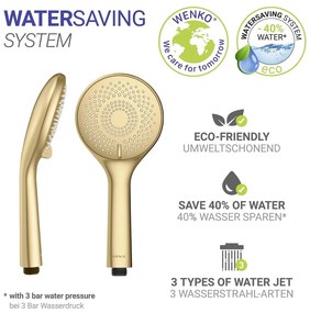 Матово златиста пластмасова икономична душ глава ø 11 cm Watersaving System – Wenko