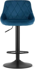 Елегантен бар стол от велур с табуретка за крака Син