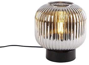 Лампа за маса в стил арт деко черна с опушено стъкло - Karel