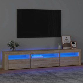 3152740 vidaXL ТВ шкаф с LED осветление, дъб сонома, 195x35x40 см