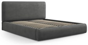 Сиво двойно тапицирано легло с място за съхранение с включена подматрачна рамка 180x200 cm Colonel – Cosmopolitan Design