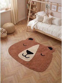 Кафяв памучен детски килим подходящ за пране/ръчно изработен 101x120 cm Snuggle Benni – Hanse Home