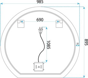 Огледало LED 100cm Fabio