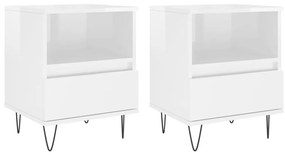 830625 vidaXL Нощни шкафчета, 2 бр, бял гланц, 40x35x50 см, инженерно дърво