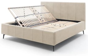 Бежово двойно легло 180x200 cm тапицирано с място за съхранение с включена подматрачна рамка Lizzano – Meise Möbel