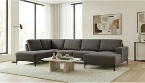 Антрацитен шенилов ъглов диван (ляв ъгъл/U форма) Fabian – Scandic