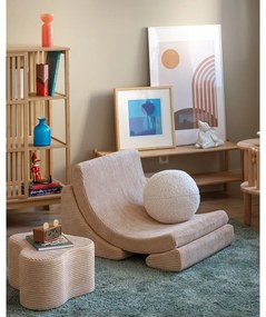 Светлокафяв детски пуф от рипсено кадифе Cloud – Wigiwama