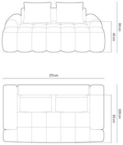 Сив кадифен диван 175 cm Linz – Cosmopolitan Design