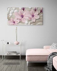 Картина на платно – Магнолия на абстрактен фон