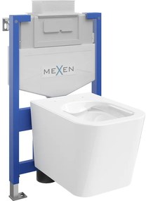 Комплект под плочки Mexen стелаж Fenix XS-U с WC чиния Teo, бял гланц - 6853385XX00