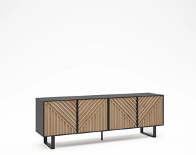 Черно-естествена маса за телевизор от декор от дъб 161x55x35 cm Alana – Marckeric