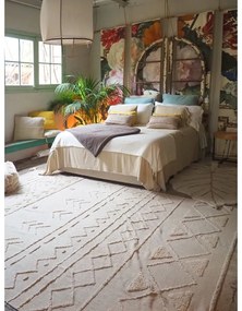 Бял ръчно изработен памучен килим подходящ за пране 200x300 cm Tribu Natural – Lorena Canals