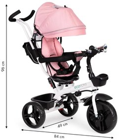 Розова въртяща се триколка с покрив ECOTOYS