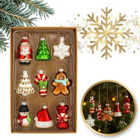 Комплект от 9 стъклени коледни топки - елегантни орнаменти за елхата