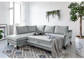 Светлосив ъглов разтегателен диван ляв ъгъл, Charming Charlie - Miuform