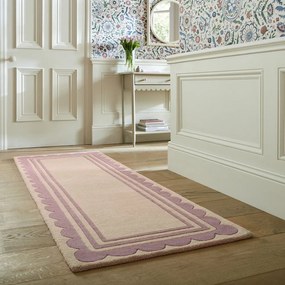 Ръчно изработена вълнена пътека в лилав и естествен цвят 80x230 cm Lois Scallop – Flair Rugs