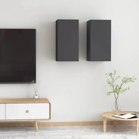 803331 vidaXL ТВ шкафове, 2 бр, сиви, 30,5x30x60 см, инженерно дърво