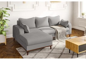 Светлосив ъглов диван от рипсено кадифе (ляв ъгъл) Beata – Ropez