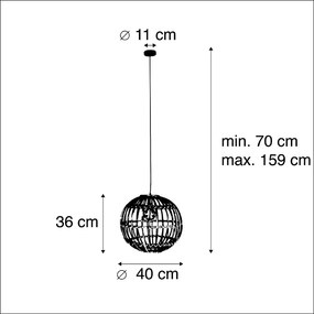 Висяща лампа от естествен бамбук - Cane Ball 40