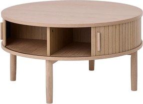 Кръгла масичка за кафе от декор от дъб в светло естествен цвят ø 85 cm Meta – Unique Furniture