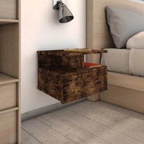 Sonata H Плаващи нощни шкафчета 2 бр опушен дъб 40x31x27 см инж. дърво