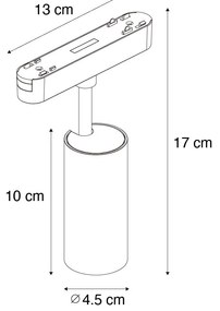 Модерен черен прожектор за 1-фазова релсова система 9W 3000K - Magnetic Gert