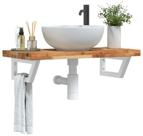 3302742 vidaXL Стенен рафт за мивка, стомана и масивно дърво акация