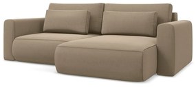 Светлокафяв кадифен разтегателен ъглов диван с място за съхранение (десен ъгъл) Kapua – Makamii