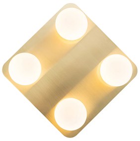 Модерна таванна лампа за баня месинг квадратна 4-светлинна - Cederic