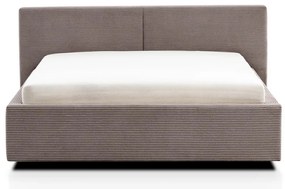 Светлокафяво двойно легло 140x200 cm тапицирано с място за съхранение с включена подматрачна рамка Cube – Meise Möbel