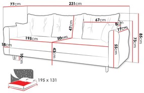 Диван Zako триместен -Mpez