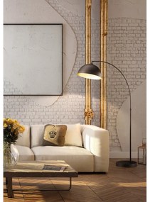 Черна подова лампа с метален абажур (височина 200 cm) Leitung – Fischer &amp; Honsel