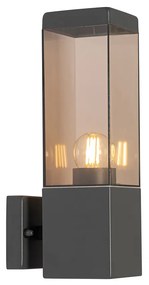 Модерна външна стенна лампа тъмно сива с дим - Malios