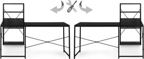 Ъглова работна и игрална маса с рафтове Черен