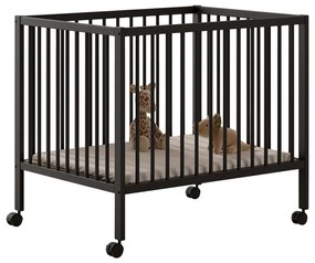 Антрацитна кошара за игра от масивен бук с регулируема височина/на колелца 95x75 cm Dino – Vipack