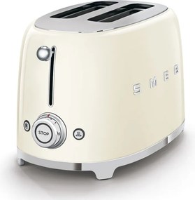Тостер за хляб SMEG 50's Style TSF01CREU, 950W, 2 филии, 6 нива, Тавичка за трохи, Вграден кабел, Неръждаема стомана, Кремав