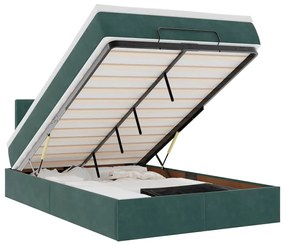 3312755 vidaXL Османска легло с матрак и LED, тъмнозелено, 120x190 см, кадифе