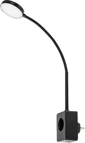 Rabalux Tivro, аплик, черна силиконова лампа, стандарт за щепсел: EU, 4W, с абажур: 320lm, без абажур: 420lm, 3000,4000,6000K, Д