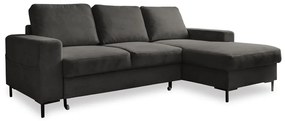 Тъмносив разтегателен ъглов диван от рипсено кадифе (десен ъгъл) Lofty Lilly – Miuform