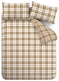 Оранжево-светлокафяво единично спално бельо 135x200 cm Kelso Check – Catherine Lansfield